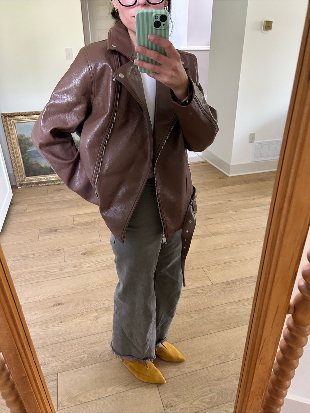 Old Navy Brown Bomber-Style Leather Jacket